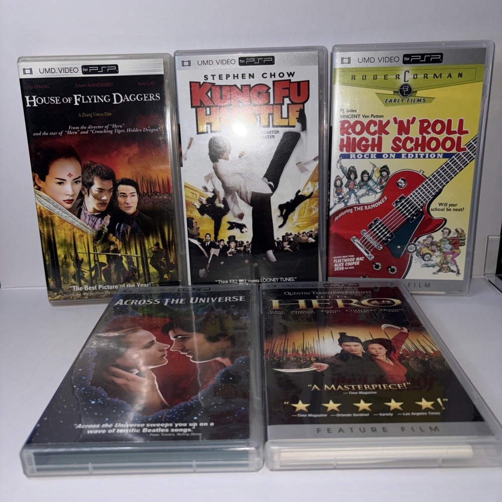 Sony PSP UMD Video Movie Lot 5 Kung Fu Hustle Hero Flying Daggers Rock n Roll
